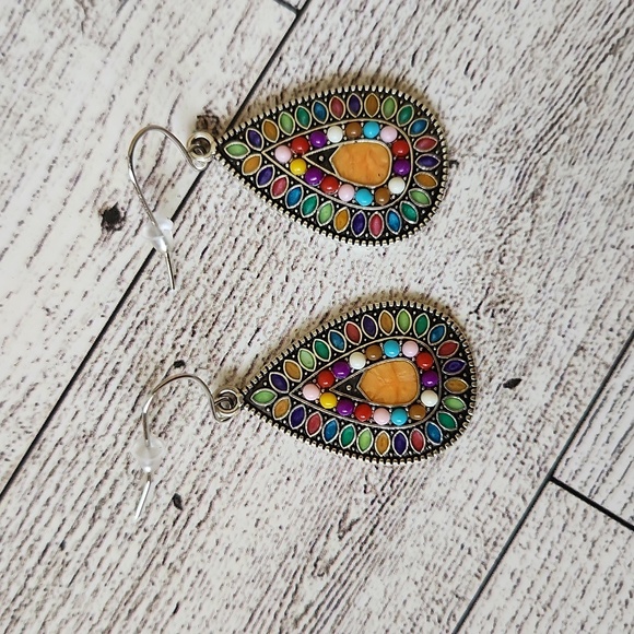 Multicolor Boho Dangle Earrings - Picture 2 of 4